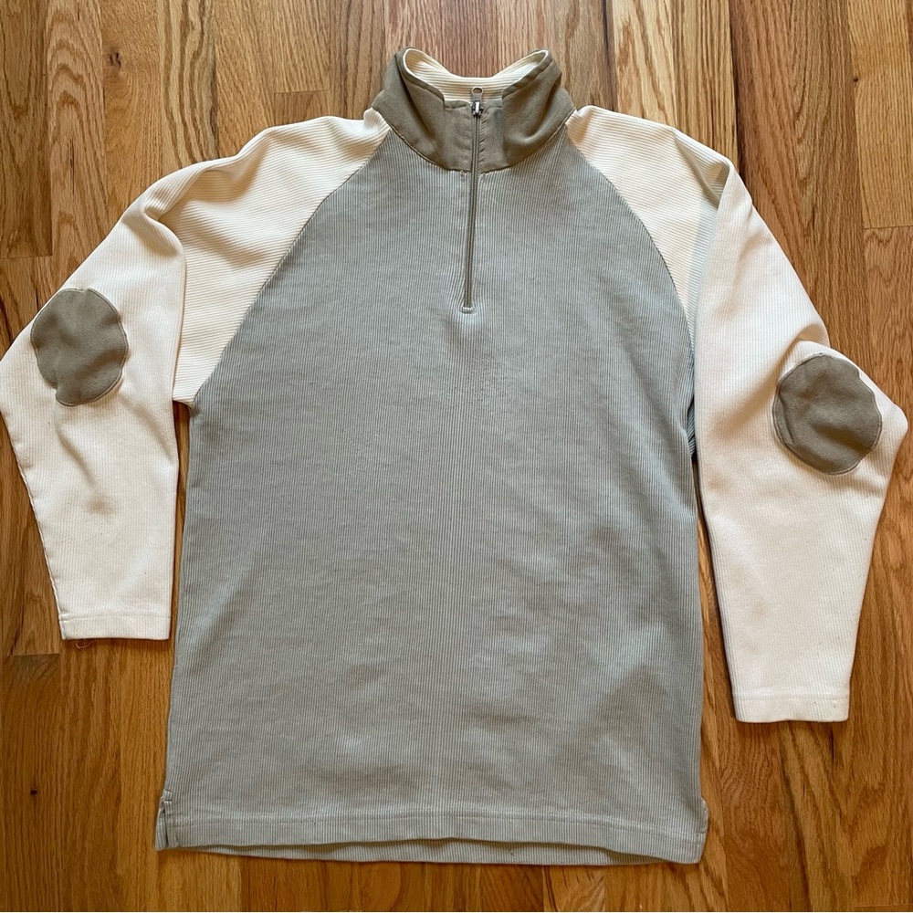 BERT PULITZER Quarter Zip Long Sleeve Elbow Patch Polo Shirt Pullover Men’s Sz L